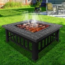 Stone fire pits tie in elements of nature that may already be present in your backyard. Grillz Outdoor Fire Pit Bbq Table Grill Fireplace Stone Pattern Co Clearance Australia