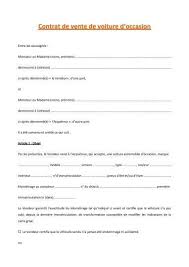 Contrat De Vente De Voiture D