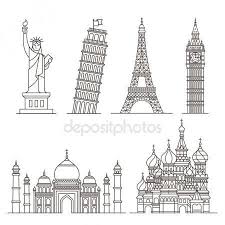 Wahrzeichen Symbole Statue Der Freiheit Turm Von Pisa Eiffelturm Big Ben Taj Mahal Basilius Kathedrale Vek Mit Bildern Turm Von Pisa Eiffelturm Zeichnung Eiffelturm