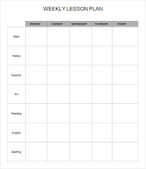 horizontal weekly blank lesson plan template before and after school ...