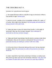 The Crucible - Act #4 Questions For Comprehension And Analysis.Docx - The  Crucible Act 4 Questions For Comprehension And Analysis 1. The Stage |  Course Hero