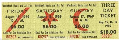 5 1969 Woodstock Vintage Unused Full Tickets Three Day Advanced Fri Sat Sun Woodstock Music Woodstock Inspirational Books
