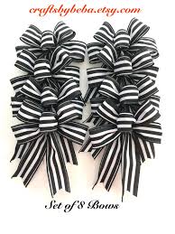 Black And White Striped Ribbon Bow Black And White Decorative Bows Set Of 8 Bows Stripes Etsy Small Christmas Trees Decorated Christmas Tree Bows Small Christmas Trees