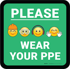 Please Wear Your Ppe With Emojis Green Square Floor Sign Creative Safety Supply