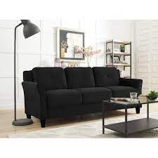 Zipcode Design Ibiza 80 3 Flared Arm Sofa Microfiber Sofa Dark Gray Sofa Furniture