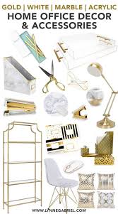 Gold White Marble Acrylic Home Office Decor And Accessories Whatever Is Lovely Gold Office Decor Home Office Decor Work Office Decor