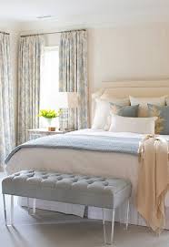 Make your space seem larger with white walls, rugs and furniture. To Tuft Or Not To Tuft Blue And Cream Bedroom Remodel Bedroom Home Bedroom
