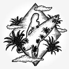 Surf tattoos last forever, just like the surfers' passion for waves, oceans, and beach lifestyle. Surf Tattoo Beautiful Girl With A Surfboard Symbol Of Extreme Sport Driving On Sea Waves Tropics Paradise Surfing Tattoo Art And T Shirt Design Tasmeemme Com