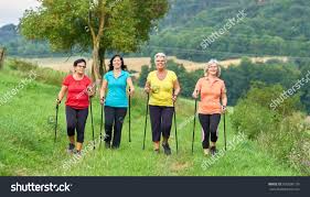 Sports Outside In Nature Elderly Woman Nordic Walking Group Ad Ad Elderly Nature Sports Woman Photo Editing Stock Photos Nordic