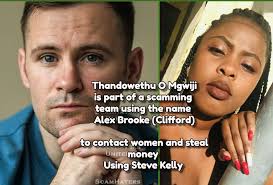 Alex Brooke (Clifford)  https://www.facebook.com/profile.php?id=100072986446986 THIS SCAMMER HAS  THE BIO: Always be yourself💪 YET HERE IS AN AFRICAN (I believe maybe from  South Africa) and he is using Steve Kelly and his daughter