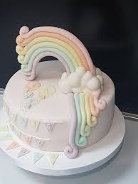 Pastel Rainbow Baby Shower Cake Rainbow Baby Shower Shower Cakes Rainbow Baby