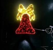 TOPREX DECOR Outdoor Hanging Christmas Decoration LED Rope Light Ornaments  with Giant Jingle Bell for Holiday Lighting