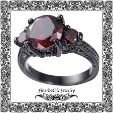 Black And Red Diamond Engagement Ring Gothic Engagement Ring Black Engagement Ring 5cttw Dark Red Black Gold Filled Ring Siz Gothic Engagement Ring Skull Engagement Ring Black Engagement Ring