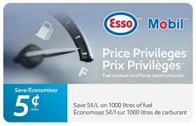 Check spelling or type a new query. Esso And Mobil 50 Price Privileges Card For 40 Giftcards Ca
