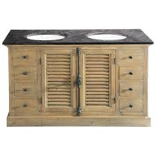 Meuble Double Vasque En Pin Recycle Et Pierre Bleue Anthracite Mobili Blu Doppio Lavabo E Toeletta Bagno