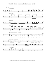 Whether you're an experienced drummer or just starting to learn, make the most of your sheet music with easy annotation and access on the go through the free musicnotes app. Sheet 1 Drum Exercises For Beginners Grade 1 Learn Drums For Free