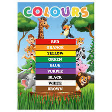 Details About Colours Poster First Learning Kids Educational Wall Chart Jungle Animals Theme