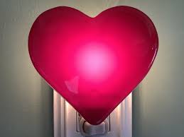 Deep Red Heart Fused Glass Romantic Plug In Valentine S Etsy Fused Glass Deep Red Night Light