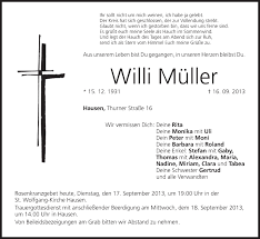 He had at least 1 daughter with clara josephina wieluscheid. Willi Muller Traueranzeige Trauer Infranken De