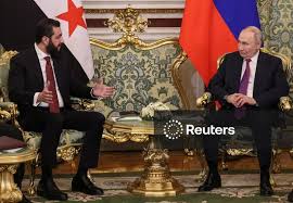 Russian President Putin meets Syrian President al-Sharaa, in Moscow