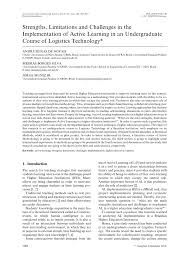 Pdf Strengths Limitations And Challenges In The Implementation Of Active Learning In An Undergraduate Course Of Logistics Technology
