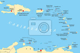 Drucken sie den lageplan puerto rico. Kleine Antillen Politische Karte Die Karibik Mit Haiti Die Leinwandbilder Bilder Anguilla Martinique Aruba Myloview De