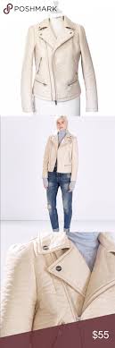 Zara Vegan Faux Leather Moto Zip Jacket Cream Zara Vegan Leather Moto Jacket Zip Jackets