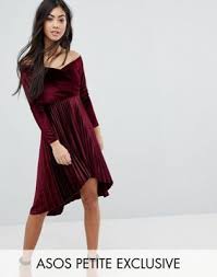 Asos Petite Velvet Wrap Bardot Pleated Mini Dress Pleated Mini Dress Dresses Fashion