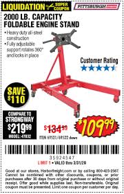 Harbor freight tools coupon codes. Pittsburgh Automotive 2000 Lbs Capacity Foldable Engine Stand For 109 99 Harbor Freight Coupons