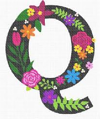 Alphabet collection and baby songs from dave and ava. Needlepoint Canvas Letter Q Primary Floral
