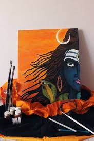 Acrylic painting tips for beginners. Shiva Acrylic On Canvas Board My First Creation On Canvas Famous Art Paintings Small Canvas Art Painting
