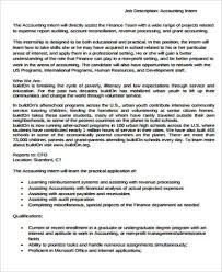 During your internship with the miltenyi biotec, you will have the opportunity to support the finance team in preparation of the yearly budget, monthly forecasting, financial variance analysis, capex tracking, and ad hoc reporting. Free 10 Accounting Intern Job Description Samples In Ms Word Pdf