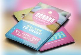 Name card template with cute cat in watercolor style. 27 Creative Bakery Business Cards Examples