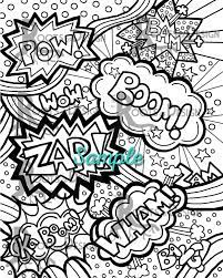 Instant Download Coloring Page Comic Book Words Pop Art Etsy In 2021 Pop Art Coloring Pages Pop Art Colors Coloring Books