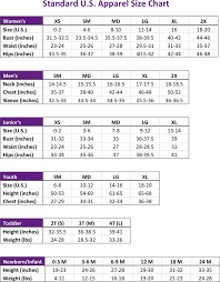Free Standard U S Apparel Size Chart Pdf 151kb 1 Page S