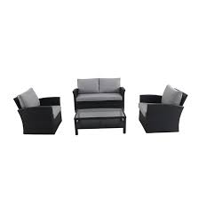 Style Selections Matheson 4 Piece Outdoor Conversation Set Steel Resin Olefin Black Grey Frs60673a Rona