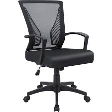 Walnew Mesh Mid Back Office Chair With Lumbar Support And Armrest Black Walmart Com Mesh Chair Best Office Chair Mesh Office Chair