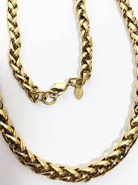 Vintage 1980s 1990s Monet Gold Tone Spiga Or Wheat Chain Designer Signed Large Link Necklace Large Link Necklace Link Necklace Clip On Earrings