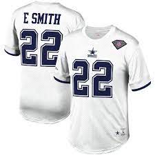 Emmitt Smith Dallas Cowboys Mitchell Ness Retired Player Name Number Mesh Crew Neck Top White In 2021 Dallas Cowboys Dallas Cowboys Jersey Crew Neck Top