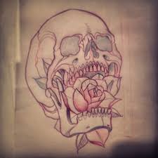This Stacked On Top Of A Skull With Flowers Coming Out It S Eye Sockets One With Flowers Coming Out Of I Skull Rose Tattoos Neo Traditional Roses Rose Sketch