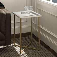 Manor Park Modern End Table Faux White Marble Gold Walmart Com Modern End Tables Square Side Table End Tables