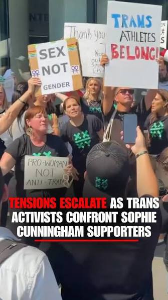 Trans activists confront Sophie Cunningham supporters outside the Indiana  Fever's game in Minnesota as Cunningham's stance on protecting women's  sports becomes a major flash point across the WNBA., ...