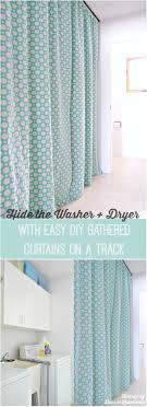 A diy curtain to keep his washer and dryer out of sight. Hide A Washer And Dryer With Easy Diy Gathered Curtains On A Track Budget Laundry Room Dans Le Lakehouse