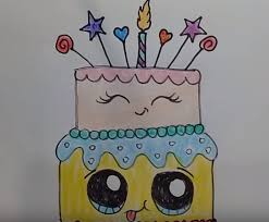 A quick and easy way to draw a birthday cake. How To Draw A Cute Birthday Cake Https Htdraw Com Wp Content Uploads 2018 03 How To Scenery Drawing For Kids Happy Birthday Drawings Easy Drawings For Kids