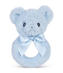 Amazon Com Bearington Baby Huggie Plush Stuffed Animal Blue Teddy Bear Soft Ring Rattle 5 5 Baby
