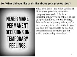 20 What Did You Like Or Dislike About Your Previous Job What You Liked And What Y Job Interview Advice Interview Questions Interview Questions And Answers
