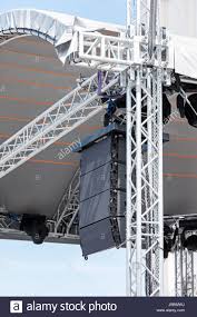Concert Lighting And Sound Equipment On Outdoor Stage Stock Photo Alamy
