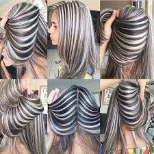 Ash Grey And Silver White Stripes Hair Color Inspo Such A Unique Hairstyle Hair Styles Hair Inspo Color Gorgeous Gray Hair