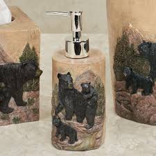 You can choose from a variety of rustic hardware and lighting fixtures to complete the look and feel of your bathroom. Black Bears In Mountain Rustic Bath Accessories