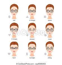 Love the retro vintage look? Glasses Types 01 Set Of Various Types Of Spectacle Eyeglasses Faces Shapes To Glasses Frames Comparison Scheme Vector Canstock
